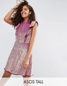 Платье мини с оборками и пайетками ASOS TALL - Мульти