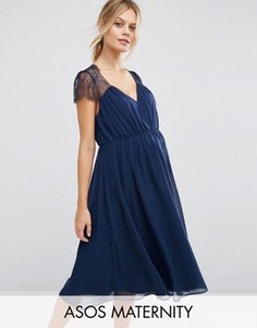 Кружевное платье миди ASOS Maternity Kate - Темно-синий