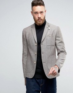 Коричневый блейзер узкого кроя с карманами ASOS - Коричневый