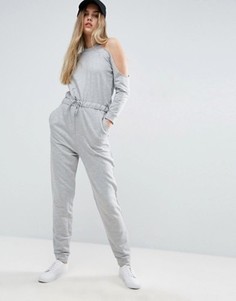 Трикотажный комбинезон с открытыми плечами ASOS - Серый