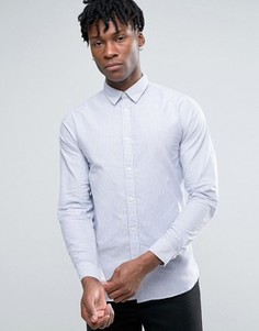 Узкая оксфордская рубашка в полоску с длинными рукавами Selected Homme - Синий