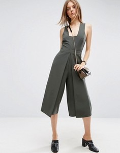 Комбинезон с юбкой‑брюками с запахом ASOS - Зеленый