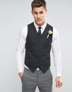 Темно-серый жилет скинни с добавлением шерсти ASOS WEDDING - Серый