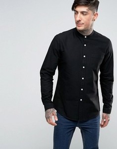 Черная оксфордская рубашка классического кроя с длинными рукавами ASOS - Stone