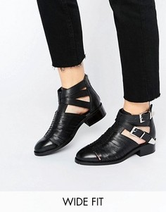 Кожаные ботинки для широкой стопы с вырезом ASOS ARABELLA - Черный