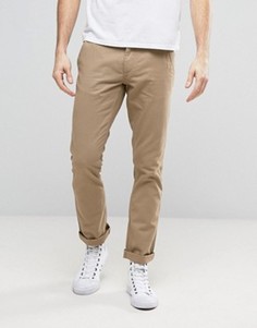 Чиносы слим из хлопковой саржи Produkt - Бежевый