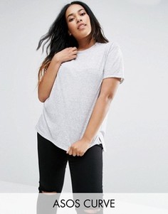 Футболка с добавлением льна ASOS CURVE - Серый