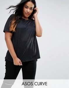 Футболка с добавлением льна ASOS CURVE - Черный