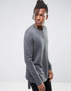 Хлопковый джемпер с D-образными кольцами ASOS - Серый