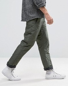 Прямые стеганые брюки цвета хаки ASOS - Зеленый