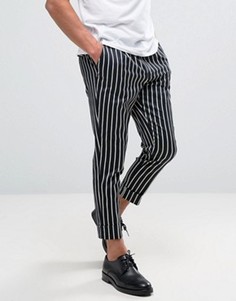 Суженные строгие брюки в полоску ASOS - Темно-синий