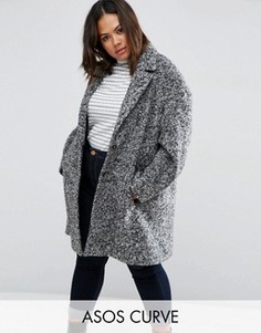 Фактурное пальто-кокон ASOS CURVE - Черный