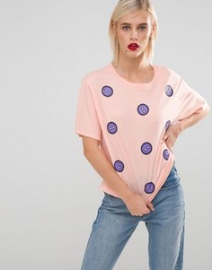 Футболка с принтом пуговиц Love Moschino - Розовый