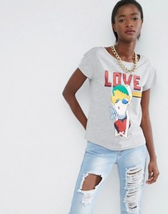 Футболка Love Moschino Hugging Heart - Серый
