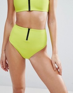 Трусики бикини из неопрена с молнией и завышенной талией ASOS - Зеленый