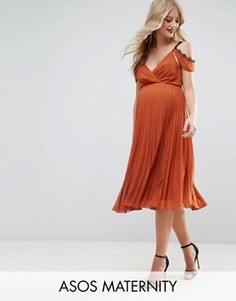 Приталенное платье миди ASOS Maternity - Оранжевый