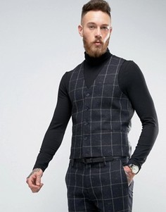 Супероблегающий жилет в темно-синюю клетку ASOS - Темно-синий