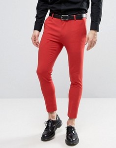 Красные укороченные строгие брюки скинни ASOS - Красный