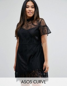 Кружевное платье мини с отделкой ASOS CURVE - Черный