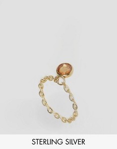 Серебряное позолоченное кольцо-цепочка с камнем ASOS - Золотой