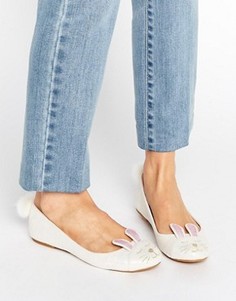 Балетки с отделкой в виде зайчика ASOS LETTUCE - Белый