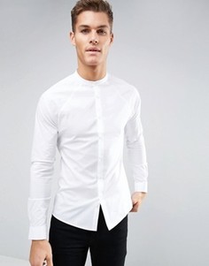 Приталенная рубашка с рукавами реглан и воротником на пуговице ASOS - Белый