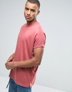 Розовая супердлинная oversize-футболка с закатанными рукавами ASOS - Розовый