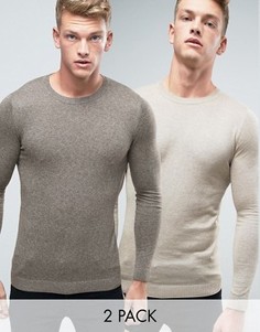 2 обтягивающих джемпера (хаки/бежевый) ASOS - СКИДКА - Мульти