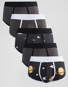 5 трусов-хипстеров с космическим принтом ASOS - СКИДКА - Мульти