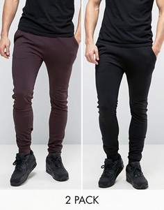 Набор из 2 супероблегающих джоггеров (бордовые/черные) ASOS - СКИДКА - Мульти