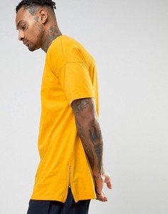 Желтая oversize-футболка с боковыми молниями ASOS - Желтый