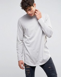 Серый длинный лонгслив с асимметричным подолом ASOS - Серый
