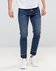 Укороченные узкие джинсы с необработанными краями ASOS - Синий