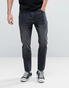Черные выбеленные укороченные джинсы с необработанными краями ASOS - Черный