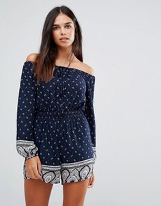 Ромпер с открытыми плечами AX Paris - Темно-синий