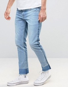 Узкие джинсы с необработанными краями ASOS - Синий
