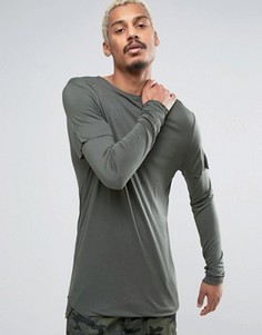 Длинный обтягивающий лонгслив с двойными рукавами ASOS - Зеленый