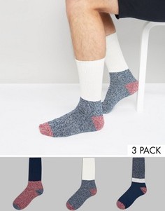 3 толстые пары носков в рубчик ASOS - Синий