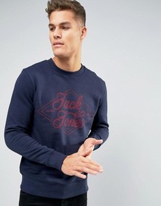 Свитшот с круглым вырезом и логотипом Jack &amp; Jones - Темно-синий