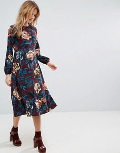 Платье миди с крупным цветочным принтом ASOS - Мульти