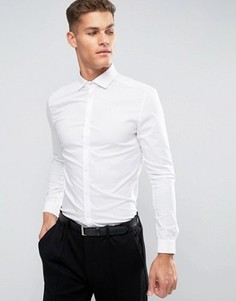 Эластичная приталенная рубашка со срезанным воротником и двойными манжетами ASOS - Белый