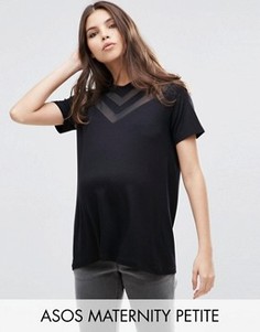 Топ для беременных с полупрозрачными шевронными вставками ASOS Maternity PETITE - Черный