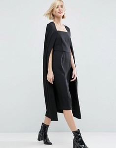 Фактурное платье миди с кейпом ASOS WHITE - Черный