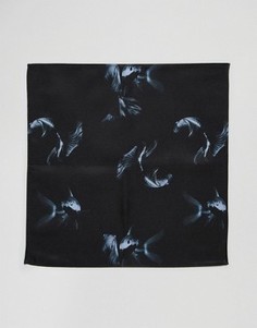 Платок для нагрудного кармана с принтом рыб ASOS - Черный