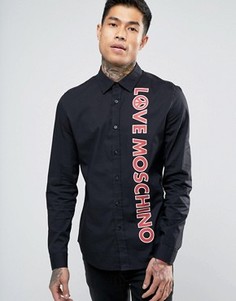 Рубашка узкого кроя с принтом логотипа Love Moschino - Черный