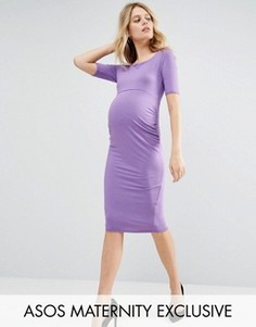 Платье с открытыми плечами для беременных ASOS Maternity - Фиолетовый