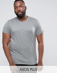 Голубая меланжевая футболка с отворотами на рукавах ASOS PLUS - Черный