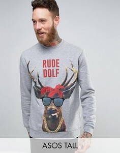 Свитшот с принтом Rude Dolf ASOS TALL - Серый