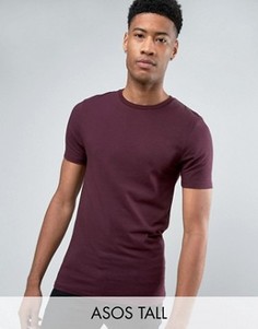 Темно-бордовая обтягивающая футболка ASOS TALL - Красный
