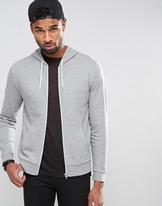 Худи из серой меланжевой ткани на молнии ASOS - Серый